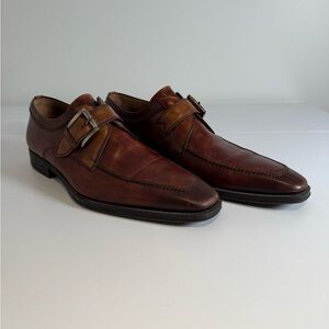 Men's Magnanni Brown/Burgundy Leather Monkstrap Dress Shoes
